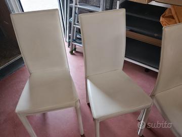  4 sedie in cuoio bianco 