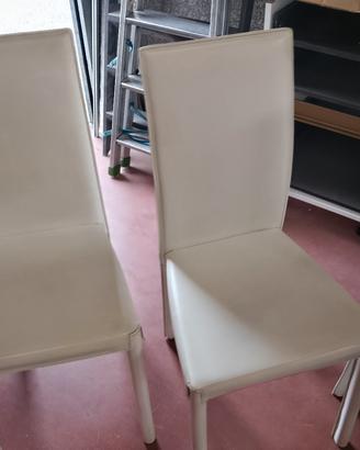  4 sedie in cuoio bianco 
