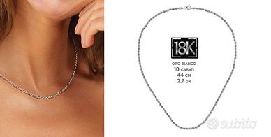 Collana funetta  oro bianco  18K 750 nuova
