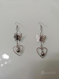 Orecchini cuore farfalla
