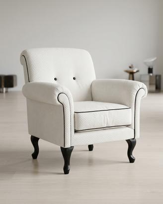 Poltrona Vintage Design Bianco Panna Profilata