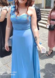 Abito da cerimonia azzurro con stola taglia 46