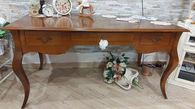 Mobile Scrivania Scrittoio 3 Cassetti Legno Noce