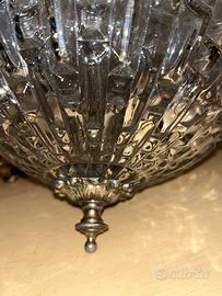 Lampadario vintage a globo in vetro rigato