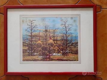 Quadro artista Ivan Lackovic Croata stile Naif