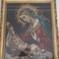 Quadro ricamo mezzo punto Madonna