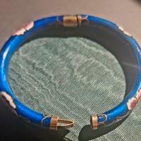 Bracciale Blu Cobalto Fiore Rosa Cloisonne 