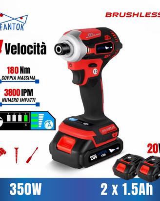 Avvitatore a Impulsi Batteria 20V 180Nm Brushless