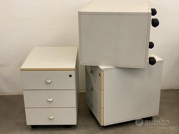 3 cassettiere con rotelle
