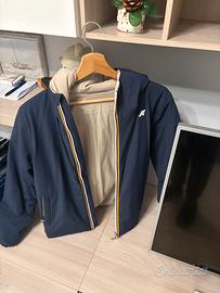 giubbotto uomo k-way double face blu e beige