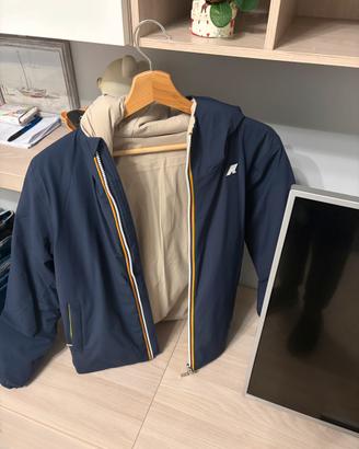 giubbotto uomo k-way double face blu e beige