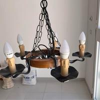 Lampadario rustico per tavernetta completo di LED