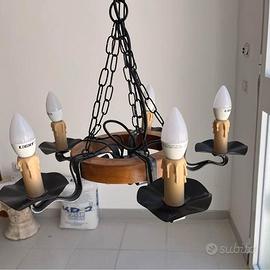 Lampadario rustico per tavernetta completo di LED