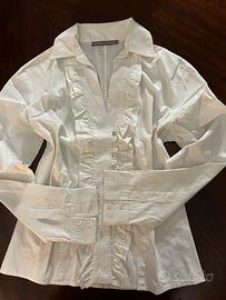 Camicia P.M.E. bianca con volant taglia 44
