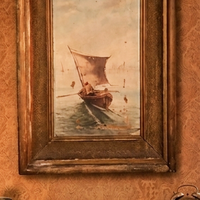 Antico dipinto ad olio di fine 800 Marina
