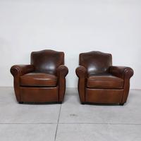 Coppia di poltrone club cuoio... 