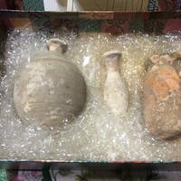 3 reperti archeologici in terracotta con ricevuta