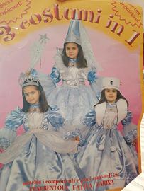 Vestito Carnevale 8/10anni Cenerentola,Fatina 3in1