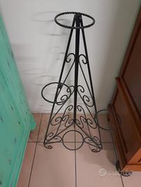 Portavaso 3 vasi - Ferro battuto nero