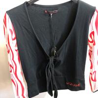 Maglia donna mera con maniche rosse e bianche