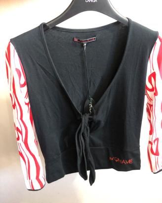 Maglia donna mera con maniche rosse e bianche