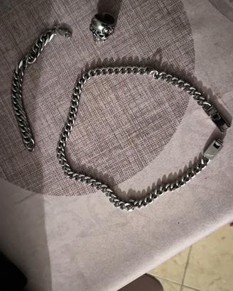 Collana bracciale anello acciaio