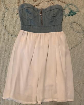 Vestito jeans con gonna in tessuto leggero