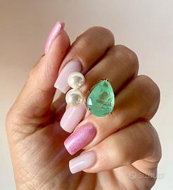 Anello argento 925 smeraldo colombiano