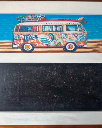 Quadro Da Parete Con Lavagna Hippie Pulmino VW