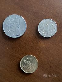 Monete da 100 lire 1975, 100lire 1993 e20lire 1989