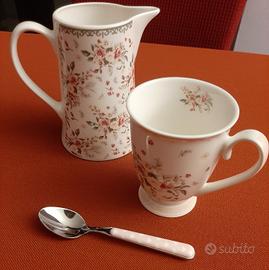 Set lattiera e tazza nuvole stoffa cucchiaino neva