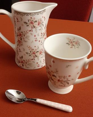 Set lattiera e tazza nuvole stoffa cucchiaino neva