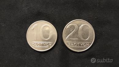 10 + 20 Zlotych Polacco 1984 primo anno di uscita