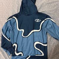 Felpa con Cappuccio Blu Grafica Astratta Y2K