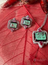 orecchini collana design paraiba argento 925