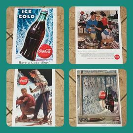 4 Stampe Coca Cola raffiguranti immagini d'epoca,