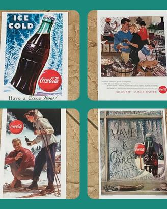 4 Stampe Coca Cola raffiguranti immagini d'epoca,
