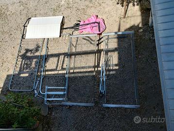 4 Reti letto in metallo + dondolo + sedia e ruote