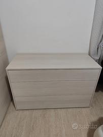 trittico comò e 2 comodini colore betulla