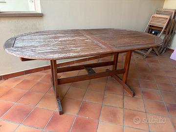 Tavolo + 4 sedie pieghevoli di legno