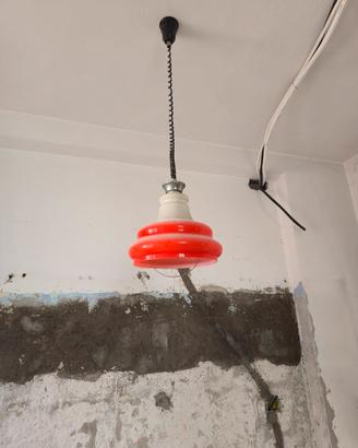 Lampada a sospensione in vetro rosso vintage
