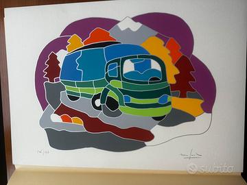 Ugo Nespolo–Serigrafia"I trasporti"1983-Firmata a