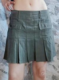 Gonnellina a pieghe low waist in denim cachi XS