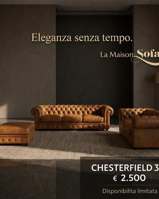 Divano Chesterfield 3+2 in vera pelle – €2500