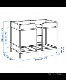 Letto a castello con struttura metallo + materassi