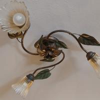 Lampadario ferro battuto a fiore