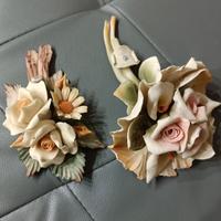 Coppia Bouquet di fiori in porcellana Capodimonte