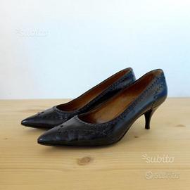 Décolleté pelle nera vintage anni 70 marcavittoria