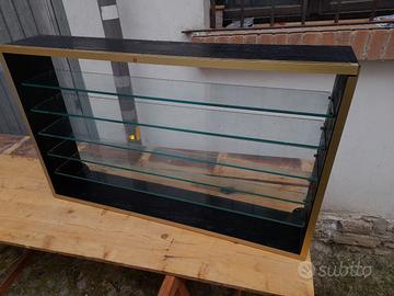 Bacheca legno e vetro da muro 5 ripiani