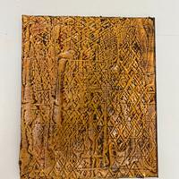 Quadro astratto materico ocra stucco e acrilico